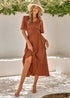 Boho Lotus Leaf Sleeve Midi Dress Mia